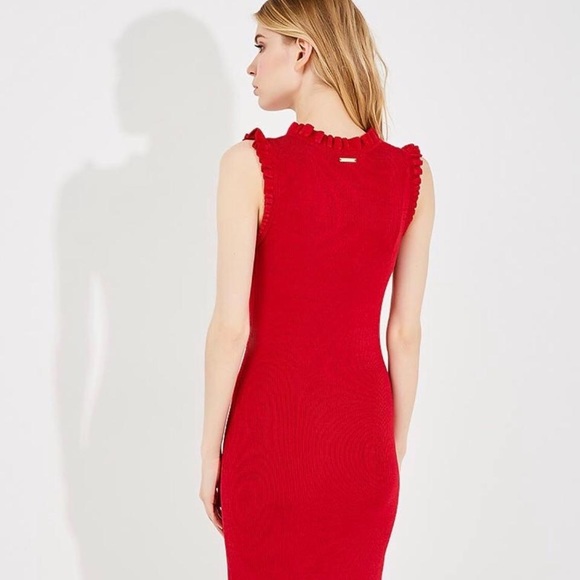 MICHAEL KORS Red Ribbed Knit Dress, Size XS - Picture 3 of 8